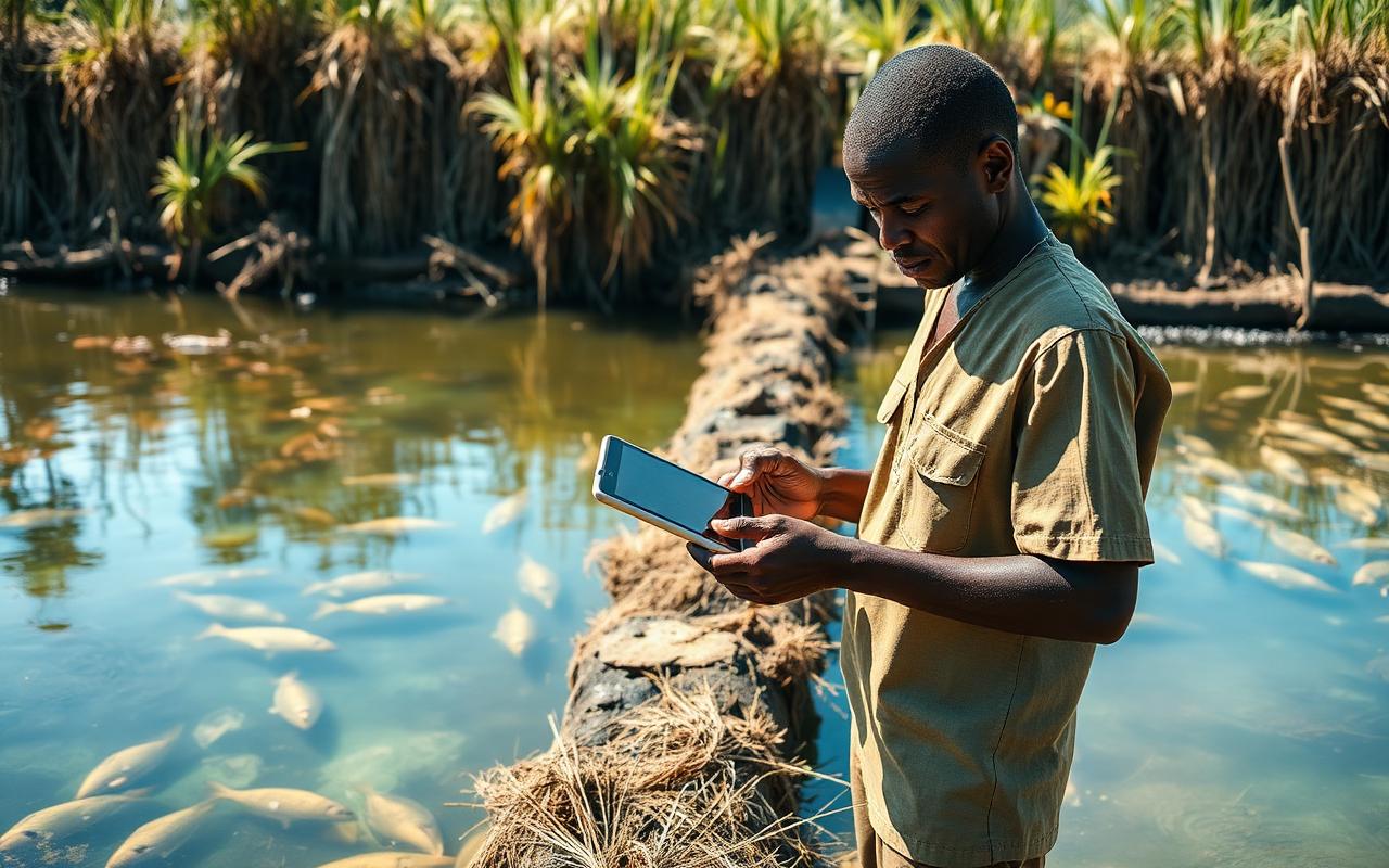 Gestionnaire utilisant AquaPilote sur smartphone et ordinateur